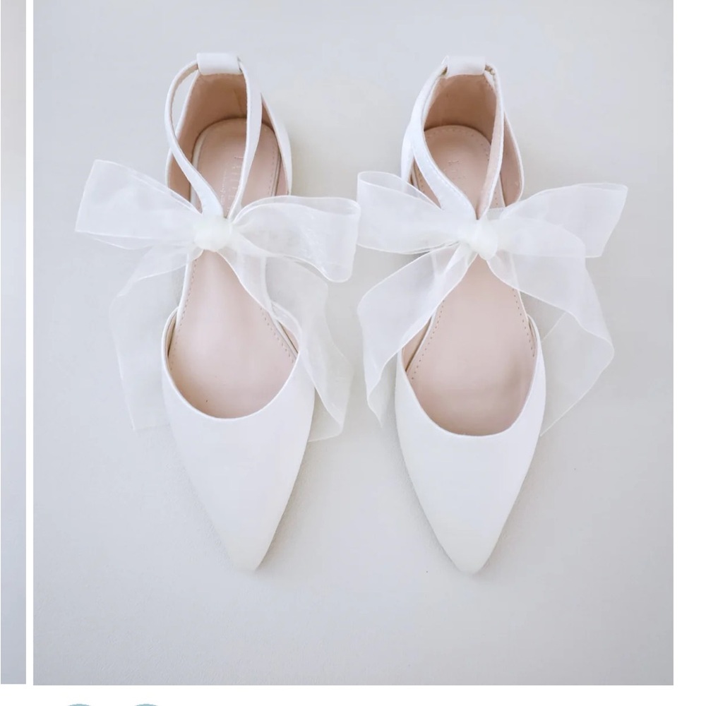 Satin Pointy Toe Flats with Chiffon Ribbon Tie